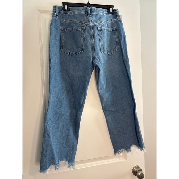 Free People We The Free Cropped Straight Leg Frayed Denim Jeans Women Size 30 - Picture 5 of 6